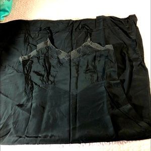 Vintage 40s Black Gown/Slip with bodice trim